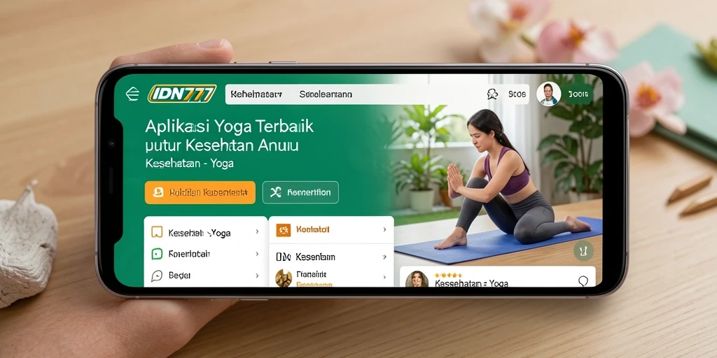 Antarmuka aplikasi IDN777 yang menarik dan fungsional saat berlatih yoga.