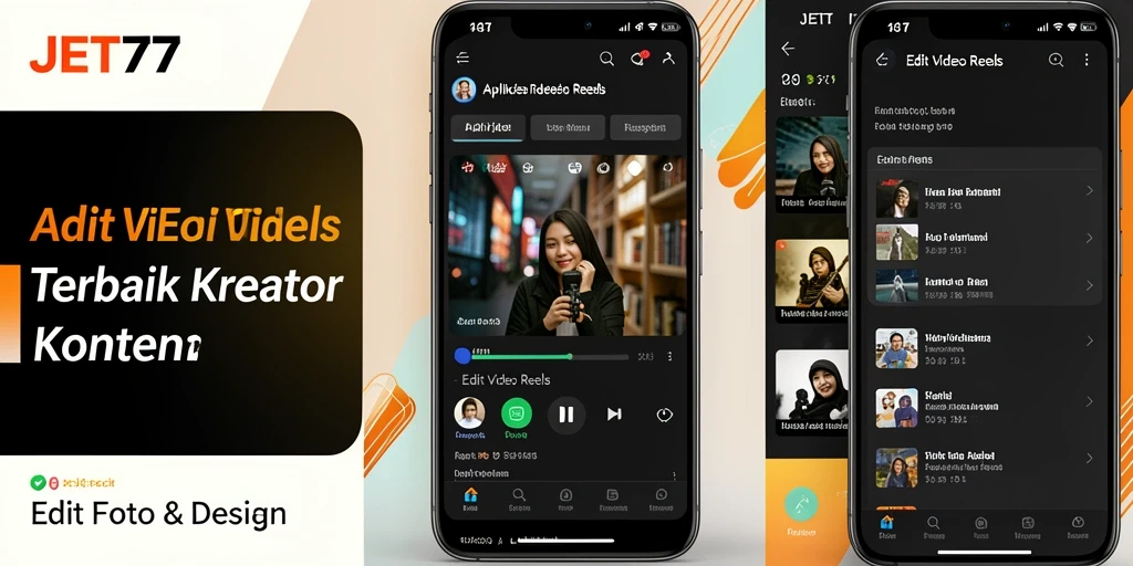 Antarmuka intuitif aplikasi JET77 untuk Edit Video Reels.