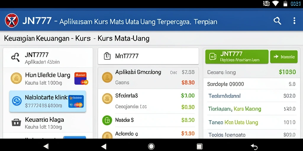 Antarmuka aplikasi JNT777 menampilkan informasi kurs mata uang yang jelas dan terstruktur.