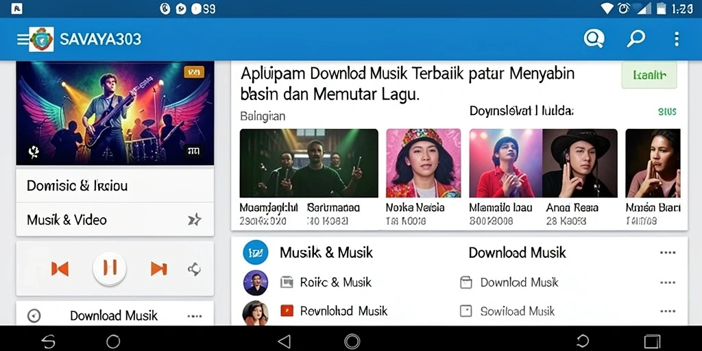 Tampilan antarmuka aplikasi SAVAYA303 untuk Download Musik yang user-friendly.
